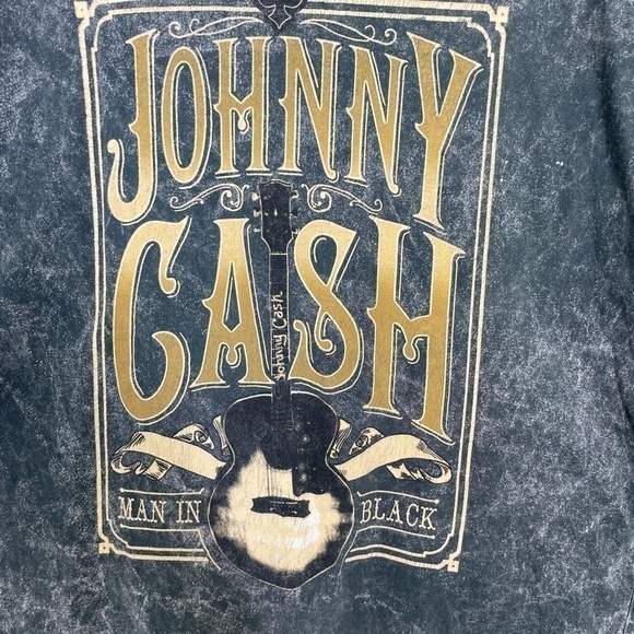 Cash Johnny Cash Man in Black T-Shirt Distressed Black Size L - Picture 9 of 10